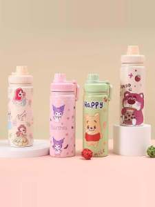 Large Capacity Stainless Steel Insulated Water Bottle 5D Printed Pattern Portable Sports Thermos High Aesthetic Value Cartoon Design