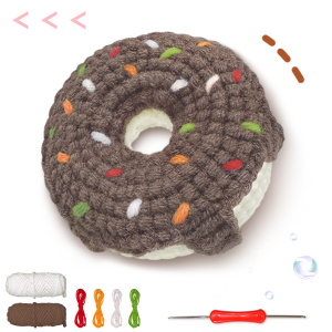 YAMAXIN Donut Theme Crochet Kit for Beginners - DIY Craft Tool Set Easy Knitting Arts And Crafts Project