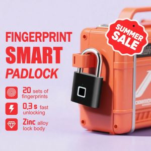 Smart Fingerprint Padlock "0.3 s" fast unlocking Waterproof Zinc Alloy Biometric Padlocks With Buit-in Rechargeable Battery