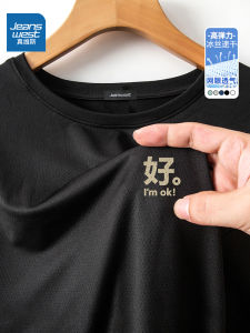 Zhenvis Quick-Drying Ice Silk T-shirt Mens Summer Sports Short Sleeve Training Running Suit Loose Breathable plus Size Top