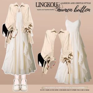 NUMEN BUTTON | Plus Size Summer Korean Style French Elegant Two-piece Set
