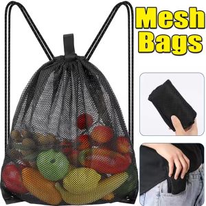 Mesh Drawstring Backpack Bags Multifunction Ventilated Bag For Soccer Ball Gym Sports Equipment Storage Beach Toys