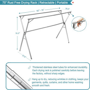 LampTwist【Installation free】sampayan stainless adjustable Indoor and outdoor clothes drying quilt drying three pole thickened anti slip triangular bracket sampayan stainless steel sampayan ng damit drying rack for clothes sampayan ng damit heavy duty