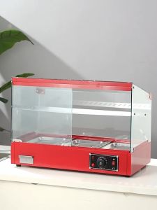 Fried Chicken Warmer Display Heavy-duty Curved Glass Display Cabinet Food Holding Cabinet With Lighting Adjustable Temperature Double-layer Food Heater Deli Cabinet Adjustable Temperature For Business Convenience Store