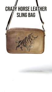WOLPHIN Mens Crazy Horse Cow Leather Sling Bag Crossbody Shoulder Bag W006