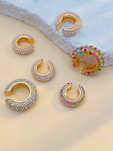 CA  Crystal & Chain Ear cuff Premium เอียร์คัฟต่างหูแบบเกี่ยวหู / คล้องหู