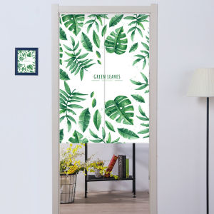 New Chinese style pastoral thick linen door curtain classic cartoon animal green plant flower leaf pattern door curtain suitable for living room / bedroom / kitchen