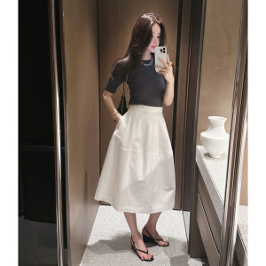 PIAOYA | High Waist A-Line Skirt Simple Elegance Slim Work Mid-Length