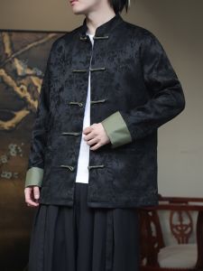 New Chinese Style Mens Jacket Tang Suit Coat Spring Autumn Outerwear National Trend Ancient Monastic Clothing Male Zhongshan Suit