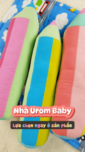 [HỎA TỐC] Gối ôm bút chì cho bé vải cotton cara thấm hút bông gòn Microfiber êm ái nhiều màu đáng yêu Urombaby