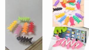 Silicone Fish Bone Cable Organizer Winder Cable Headphone Earphone Cord Wire Cable Organizer Holder Cord Holder Cable Manager