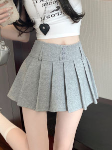 Váy Ngắn Xếp Ly Màu Xám Cạp Cao Cho Nữ Mùa Xuân Hè Mới Pure Desire Hot Bé Gái Apparent Thon Gọn Chống Ánh Sáng Váy Ngắn Chữ a