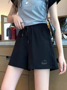Womens Summer 2024 New Style Loose Fit Five Inch Cotton Shorts Running Casual Pants High Waist Wide Leg Commute Korean Style