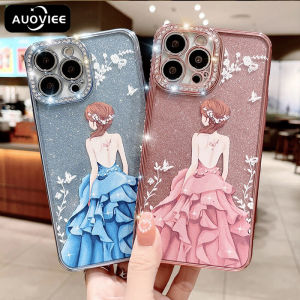 AUOVIEE Luxury Goddess Glitter Rhinestone Phone Case For iPhone 14 13 Pro Max 11 12 Pro Max X Xs Max Xr Plating Soft Cover