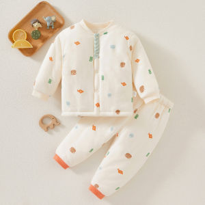 Thickened Baby Clothes Set for 0-3 Months Old Kids Warm Outfit Cotton Padded Autumn Clothes Set for Newborn Boys And Girls
