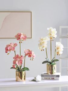 Nordic Modern Artificial Silk Flowers Phalaenopsis Orchid Potted Plants Living Room Decorations Home Decorative Accessories