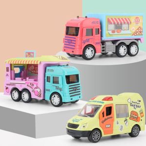 UFANSM Random Color Creative Push Forward/Backward Cooking Game Mini Inertia Car Kitchen Role Play Ice Cream Truck Van Lorry Model