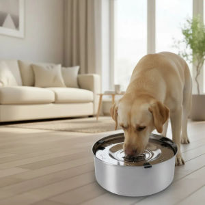 Big Capacity Stainless Steel Dog Floating Bowl No Spill Anti-Splash Dog Water Dispenser Non-Slip Dog Cat Pet Water Feeder Bowl