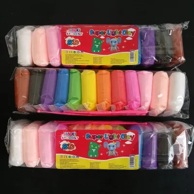 Mainan clay Super Light Clay isi 12 warna untuk seni dan kerajinan.