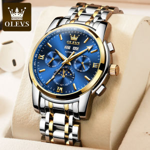 [Three-year Warranty]OLEVS Automatic Mechanical Watch For Mens Water Proof Luminous Week Calendar Year display Stainless Steel Watch