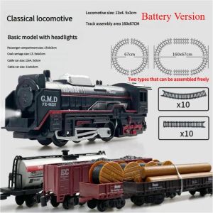 Vintage Electric Train Set with Realistic Lights Sounds Classic Steam Locomotive Railway Toy for Kids Interactive Play Gift