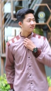 Baju Koko Pria Lengan Panjang Kombinasi Batik Terbaru Elrumi Motif Panser Bahan Katun Toyobo