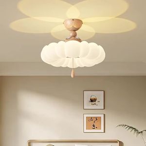 OUCHAO | Soft and Eye-Protective Ceiling Light with Rop Pull Four-leaf Shadow Vintage Design