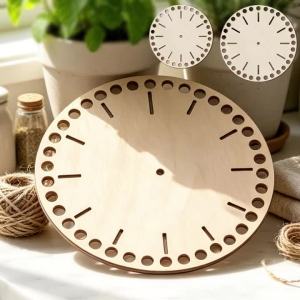 YOMDID 1pc Macrame Clock Base DIY Clock Base Weaving Craft Tool Creative Perforated Wooden Clock Board For Macrame Weaving
