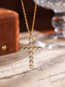 VISING Flashing Gold Cross Small Pendant Clavicle Chain Neutral Original Design 925 Silver Fashion Jewelry Accessory