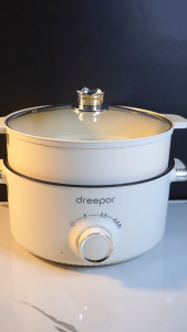 Dreepor Multifunction Electric Frying Pan 1000W with Steamer Large Capacity Electric Cooker Non Stick Cooker Hot Pot Electric Cooker Multicooker Smart Touch Fried/Steamed/Fried/Boiled