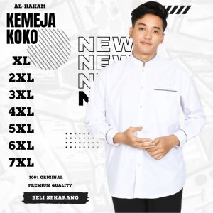 ALHAKAM Baju Koko Pria Lengan Panjang Jumbo Premium Katun Toyobo Big Size 7xl6xl5xl 4xl3xl2xlXLLM
