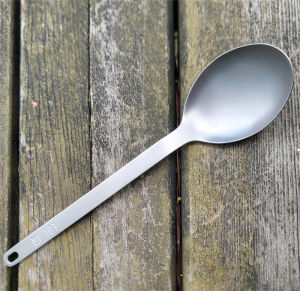 Topo Color Titanium Landmark Pattern Pure Titanium Straight Handle Fork and Spoon round Spoon Titanium Spoon Dual-Purpose Spoon Healthy Camping Picnic Tableware