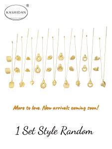 Stainless Steel Gold Plated Vintage Geometric Textured Pendant Necklace Stud Earrings Set Luxury Jewelry for Women