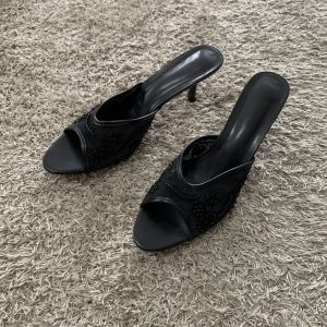 Mesh Embroidered Summer Women Sandals Brand High Heels Slippers Fashion String Beads Peep Toe Mules Wedding Dress Shoes