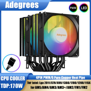 CPU Cooler 6 Heat Pipes 4Pin PC Procesor Tower Air Cooler for Intel LGA 1700 1200 1150 1151 1155 2011 X79 X99 1366 AM3 AM4 AM5