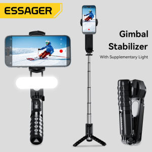 Essager Q09 Handheld Gimbal Led Wireless Bluetooth Selfie Stick Gimbal Stabilizer Tripod for IPhone Cell Phone Smartphone Holder Foldable