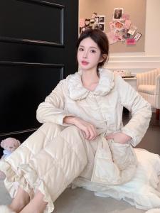 Thickened Three-Layer Cotton Sleepwear Womens Winter Home Clothes Set New Chinese Style Warmth Outerwear Nightgown