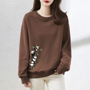 แบรนด์อิตาลีย้อนยุคสไตล์ญี่ปุ่น ผู้หญิง ผ้าฝ้าย เสื้อสเว็ตเชิ้ต หลวม Fit หนาขึ้น เสื้อชั้นฐาน ฤดูใบไม้ร่วง ฤดูหนาว พลัสไซส์ เสื้อท่อนบน