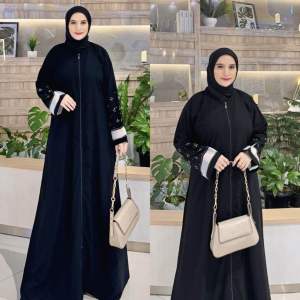 DIVVSAA COLLECTION - GAMIS ABAYA TURKEY BUSUI JETBLACK NADHIRA HITAM 3 WARNA KOMBINASI TERLARIS TERBARU COD GAMIS UMROH