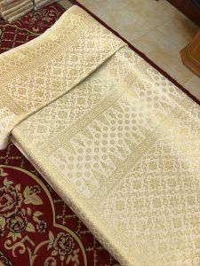SONGKET TENUN CREAM GOLD ORI MOTIF EXCLUSIVE BENANG IMPORT