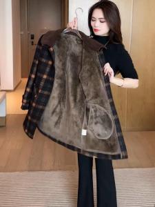 Thickened Fleece Lined Hooded Womens Cotton Jacket Winter Warm Coat Large Size Mid-Length Simple Style Commute Fashion