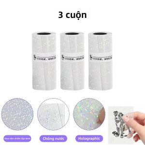 Nhãn Dán Nhiệt Chấm Ảnh Ba Chiều 57mm * 4M Trong Suốt Bóng Loáng Tương Thích Với Máy In Ảnh Peripage A6 Paperang T02/M02/M03/M04