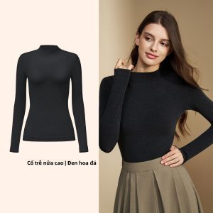 MiiOW | Áo len dệt kim cổ cao dáng ôm cho nữ MiiOW Cat Person Áo lót mùa thu đông ấm áp Áo sơ mi cơ bản thường ngày