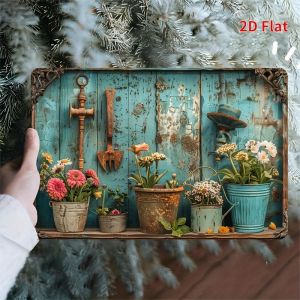 CIFbuy | Vintage 12x8 Inch Metal Tin Sign 2D Floral Wall Art for Home Office Bar Cafe