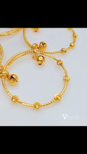 [VJ]Bangle "Round Beads" 999.9 Gold Plated Adjustable Kids Bangles – BG35 Fashion Jewelry <Gelang Budak>