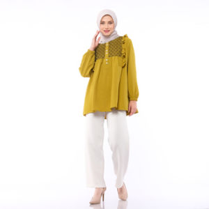 DZELLIA - Tamara blouse atasan wanita lengan panajng in Lemon