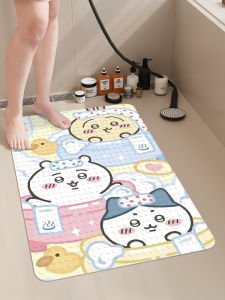 Chiikawa Non-Slip Bathroom Mat for Children Shower Bath Tub Special Foot Pad Anti-Fall Bathroom Mat PVC Material Cartoon Pattern