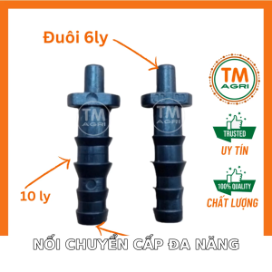 Bịch 100 cái Khớp nối đuôi 6ly ra 8ly-10ly gắn ống LDPE 8ly(8x10mm) hoặc 10ly (10x12mm)