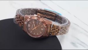 Box Exclusive Jam Tangan Fos Bulat Grigi Romawi VA-563OR / Jam Tangan Fashion Wanita Tali Rantai Diameter 31 cm