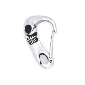 Vintage Stainless Steel Lion Head Keychain Mens Creative Punk Animal Skull Shrimp Buckle Key Ring Carabiner Jewelry Accessories